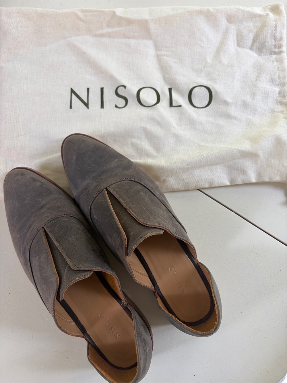 Nisolo Taupe Suede Slip-On Loafers for Men